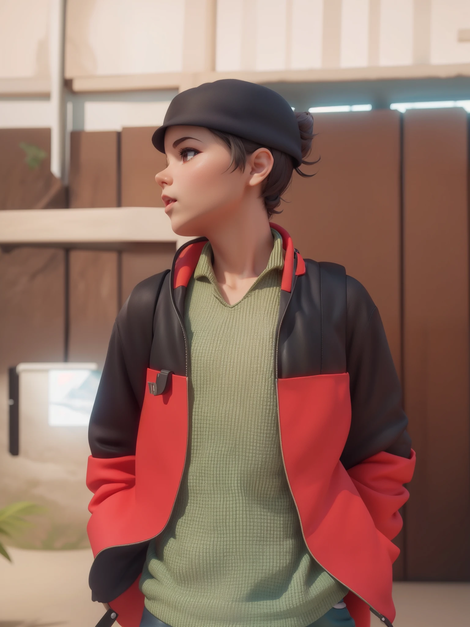 There is a poster with a cartoon character in a hat and backpack, female explorer mini cute girl, walking in the wilderness, flower jungle, animation style rendering, cute 3 D rendering, small characters. Unreal Engine 5, stylized anime, cute detailed digital art, Atey Ghailan 8 K, stylized 3D rendering, adventure surreal rendering, anime style 3D, 3D rendering stylized