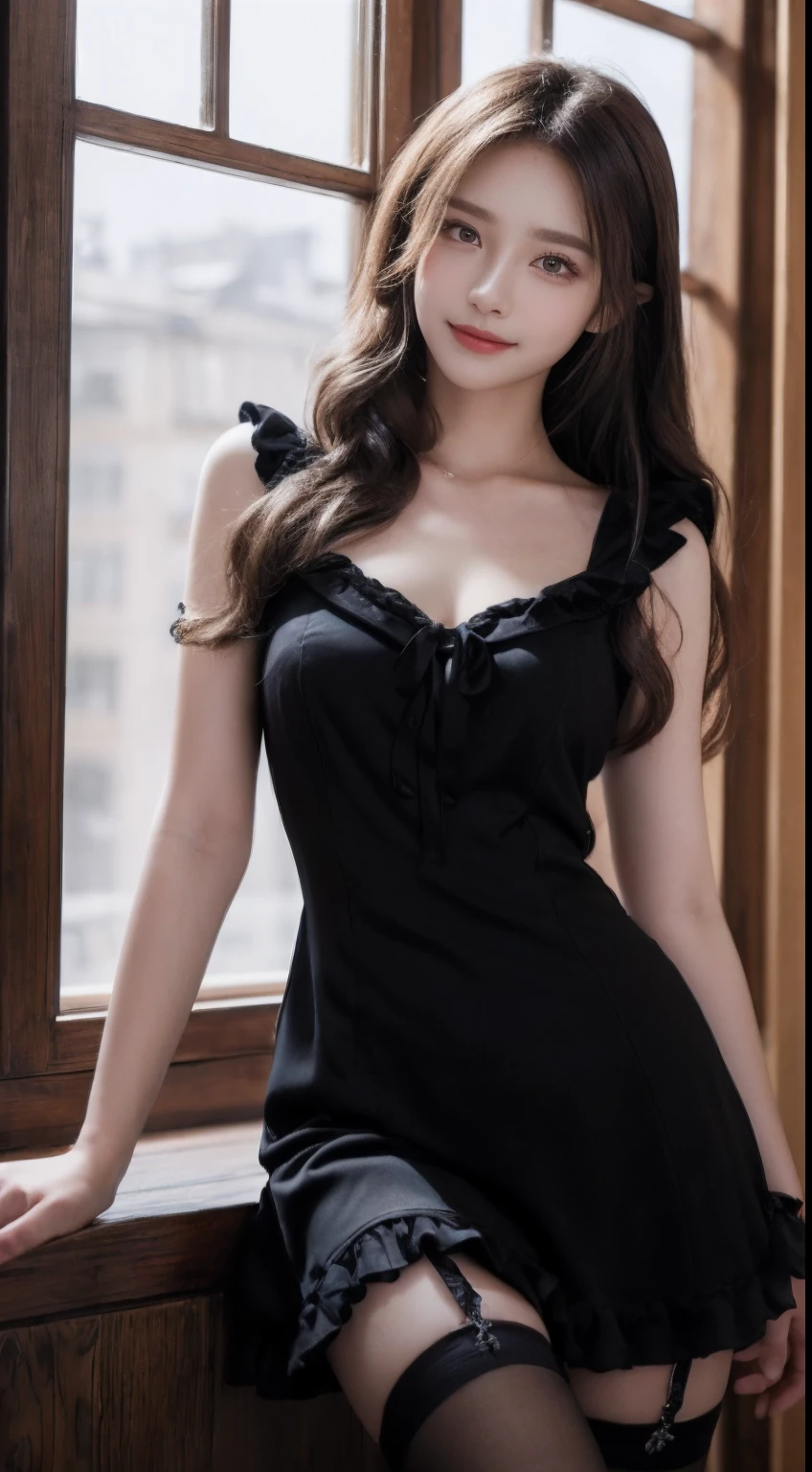 primitive, simulating, Nikon Z 85mm, award-winning glamour photograph, ((Best quality)), ((Masterpiece)), ((hentail realism)),((The lens focuses on the thigh)), 1girll,Solo, ((Gorgeous ta costume:1.5 )),Masterpiece, Image of a, Natural skin, ,Simple gray-black walls, pretty eyes、Soft lashes,Darkens eyeshadow、The lips sparkle, Perfect eye makeup、Petite, ((Small breasts)), Innocent, 45-angle pace, seductive elegance, (( ssmile:1.2))、(Yellow ,Curly hair, Thick, Long hair), bright look, beautiful face、perfect body figure, posing elegantly, A high resolution, Detailed facial features, High detail, Sharp focus, Silky, Aesthetic, Extremely detailed, , Photorealistic, hentail realism, Post-processing, max detail, Roughness, Real life, hyper realisitc, Photorealism, Photography, 8K UHD,Photography, Semi-silhouette light, russian face,