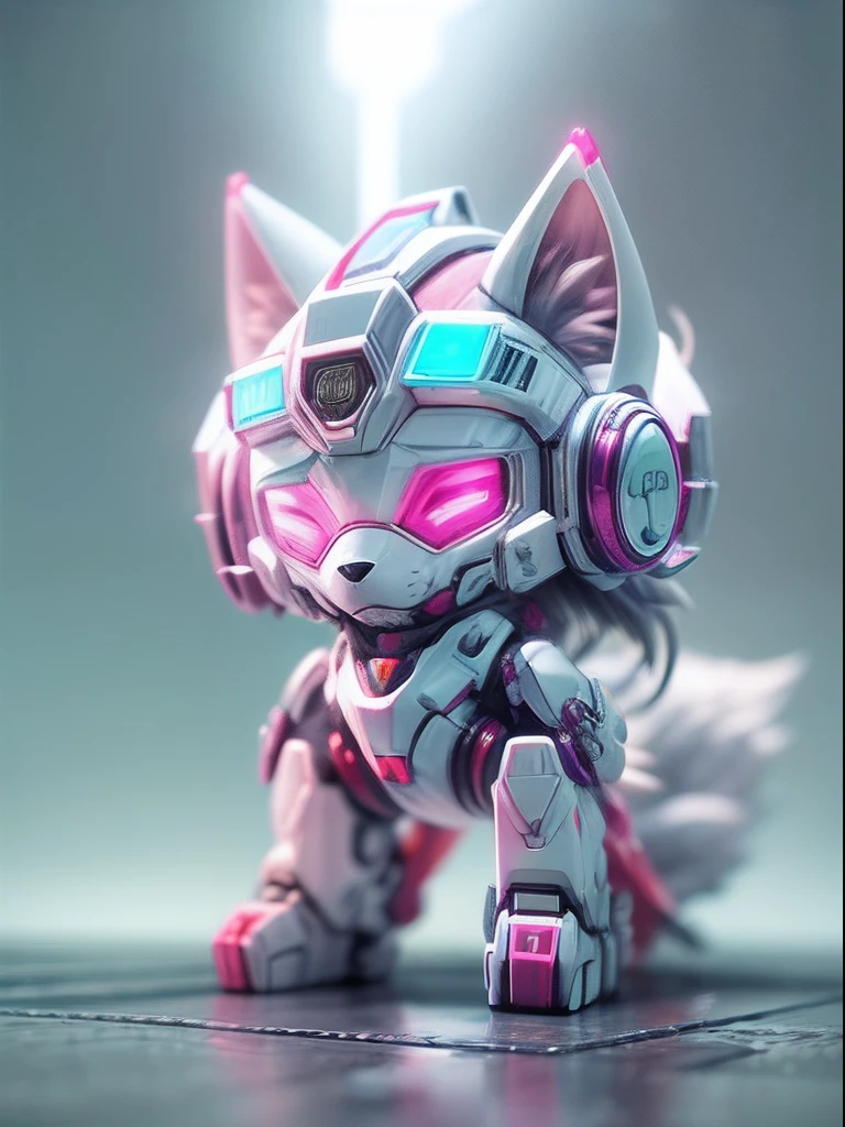 (Blind box toy style:1.2), (Full body shot) ,  1 Transparent cute wolf, Transparent mech, Exquisite helmet:1.2, Luminous goggles:1.2, Cyberpunk, dreamy glow, luminous neon lights, Clean, White background, ( Global illumination, Ray traching, hdr, unreal render,reasonable design, high detal, Masterpiece, Best quality, hyper HD, Cinematic lighting)