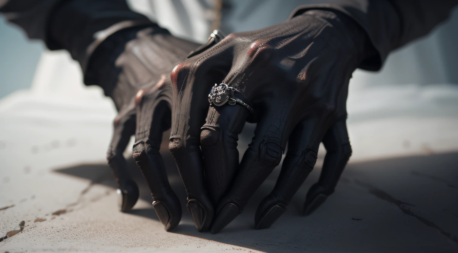 With a ring,The hands of the corpse