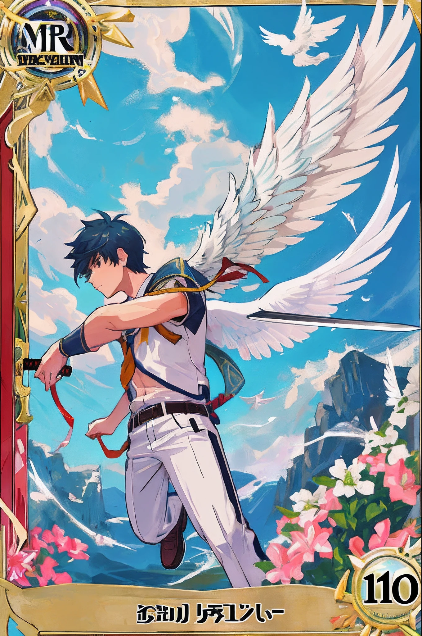 highschool boy with sword and wings