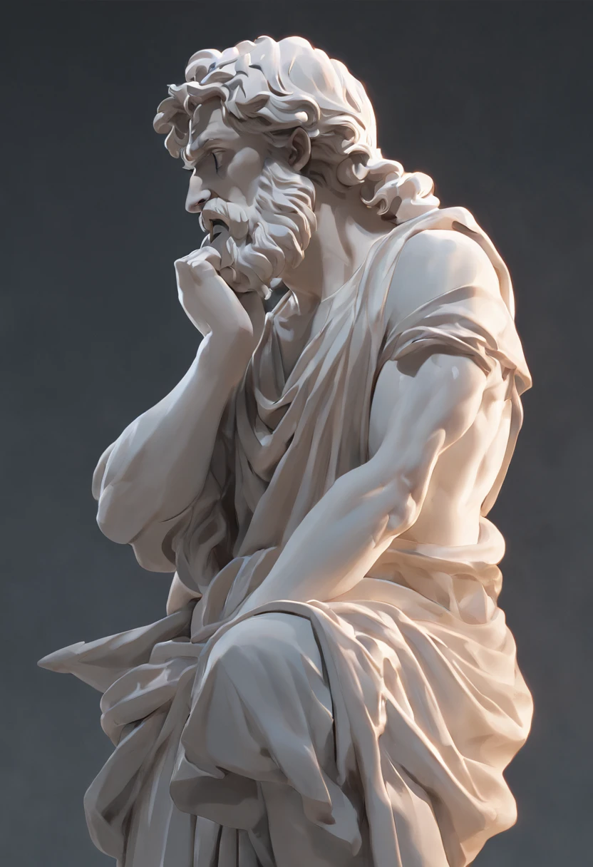 a statue of a bearded man standing thinking with front view, Estoicism, Divine and estoic, Posing and eStoic, 8K Realistic Sculpture Bernini, Thinker, Sculpture Michelangelo, Stoic Attitude, Philosopher, Pose of Thinker, and Stoic and Angry, The Thinker, Stoic, Artstyle of Michelangelo, Classical Sculpture, Classical Statue, Face and Stoic,