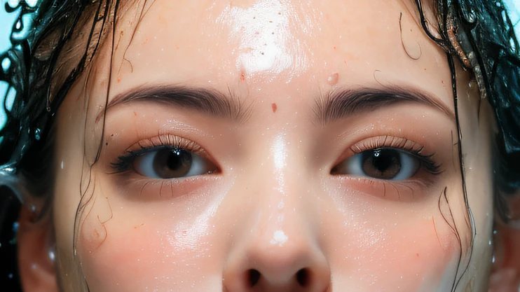 ((top quality, 8k, masterpiece: 1.3)), woman (naked in hot springs), sweating, water droplets on forehead of face, outdoors, background urban cityscape, overhead camera, sharp focus: 1.2, cute woman: 1.4, (((layered haircut)), (white shirt), very detailed face and skin and hair texture, knotted black hair, wet texture hair, wet body, detailed eyes, Double eyelids, white skin, beautiful legs, beautiful delicate nose, cute young Japan woman, 28 years old, with dynamic angles, it is pleasing to the eye and suggestive composition, while emphasizing the subject's hair, eyes, mouth and action, while exuding melancholy emotions characterized by a contrasting mix of calm tones and light and shadow.