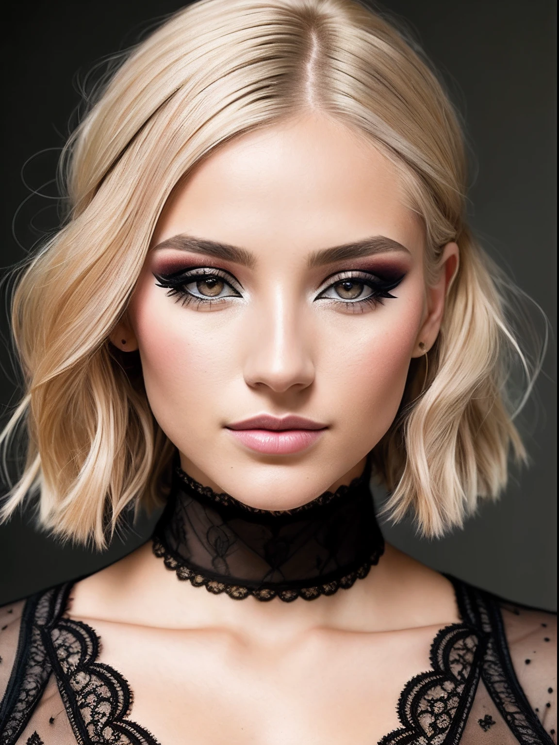 1fille, Oeil d'étoile, rougir, Éclairage parfait, cheveux roux, les yeux rouges, moteur irréel, éclairage latéral, visage détaillé, frange, peau claire, arrière-plan, dark arrière-plan en lingerie noire de face