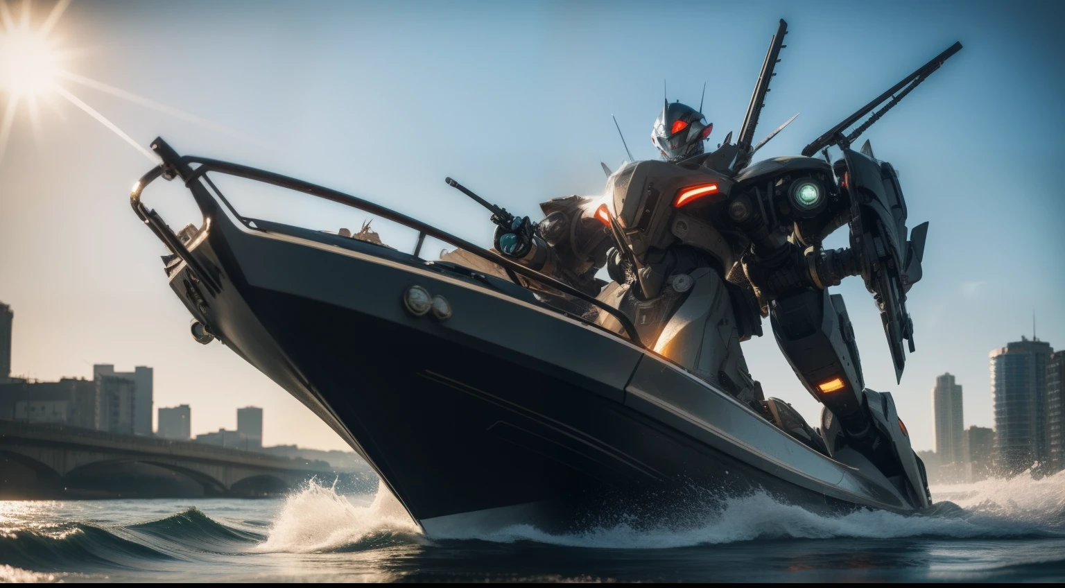 (Extremely detailed Cg Unity 8K wallpaper),(((Masterpiece))),(((Best quality))),((Ultra-detailed)),(Best Illustration),((An extremely delicate and beautiful)),Dynamic Angle,Wind,classic,Spring,(Detailed light),(Sunlight),Beautiful and delicate water,(Painting),(Sketch),(full bloom),(Shine),From the movie《New Century Evangelion》,Black Themes,Best quality,Masterpiece,Realistic,professional,Vivid colors,Ultra-fine painting,Portrait,anime big breast,Photogram,number art,Fantasyart,3d graphic,Cinematic_lighting,Strong_rim_Light,rim-light,Ambient_Light,Tyndall effect,moodylighting,Huge_filesize,Real,Male pervert,Mecha musume,Cyborg man,Tights combat suit,power armour,Cut clothes,Japanese_Armor, Steampunk style, Futuristic combat-ready motorboats skim the water with a ferocious presence. Intricate gears and brass fittings adorn its hull, Showcasing the perfect blend of advanced technology and Victorian aesthetics. This realistic masterpiece glitters in the sun, ready for action.