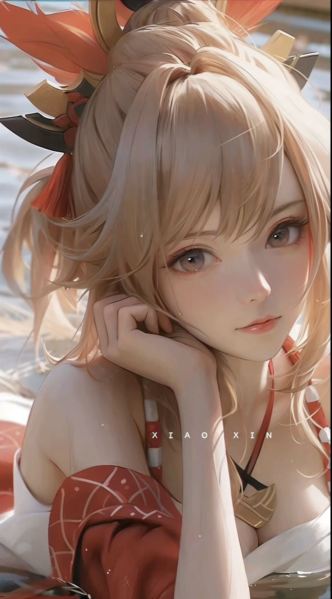 woman with long hair and a flower in her hair, 8K、realphoto、超A high resolution, Master Parts, Best Quality((masterpiece))，((quality))，((Best quality))，((official art))