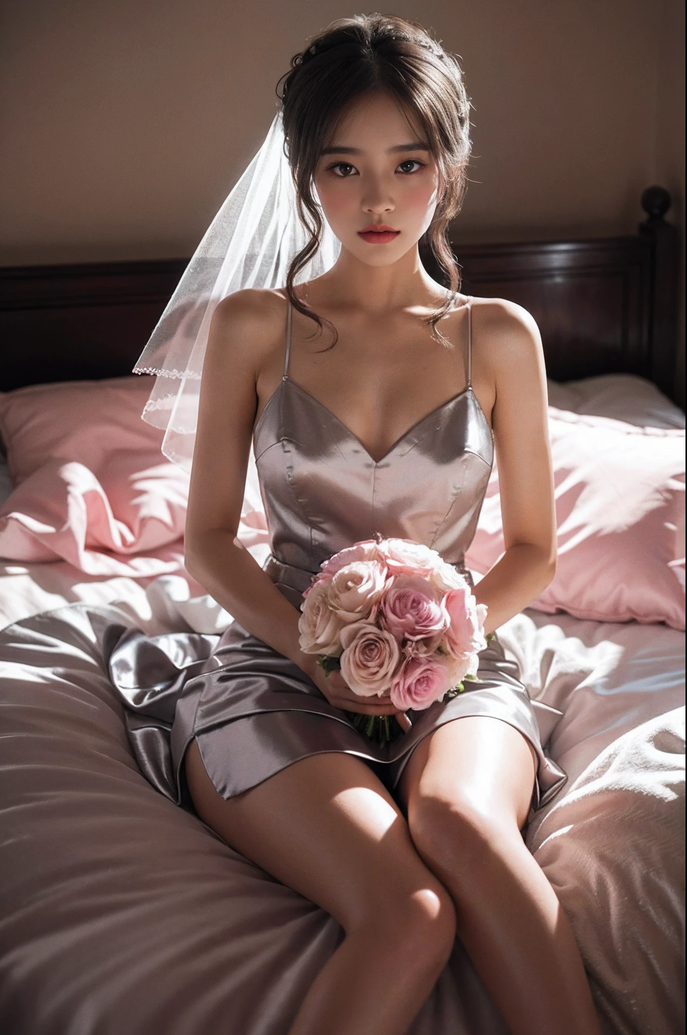 ((Late 30s)), ((Flat chest)), (Wedding dress), Japanese, Realistic