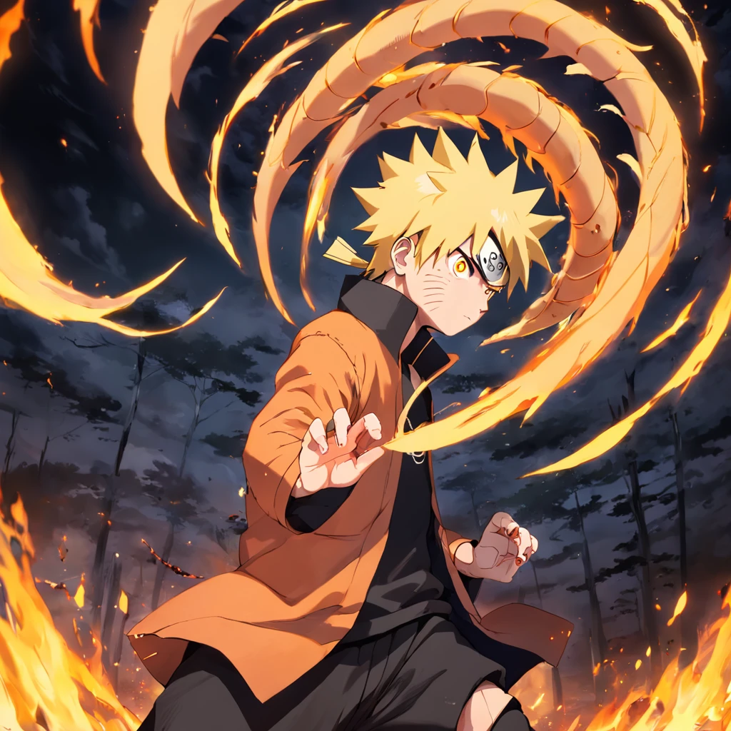 uzumaki naruto,ninjartist,firelight,Nine Tails,High Quality,Spiral pills,High-quality art,Professionally written Naruto Uzumaki,Adults