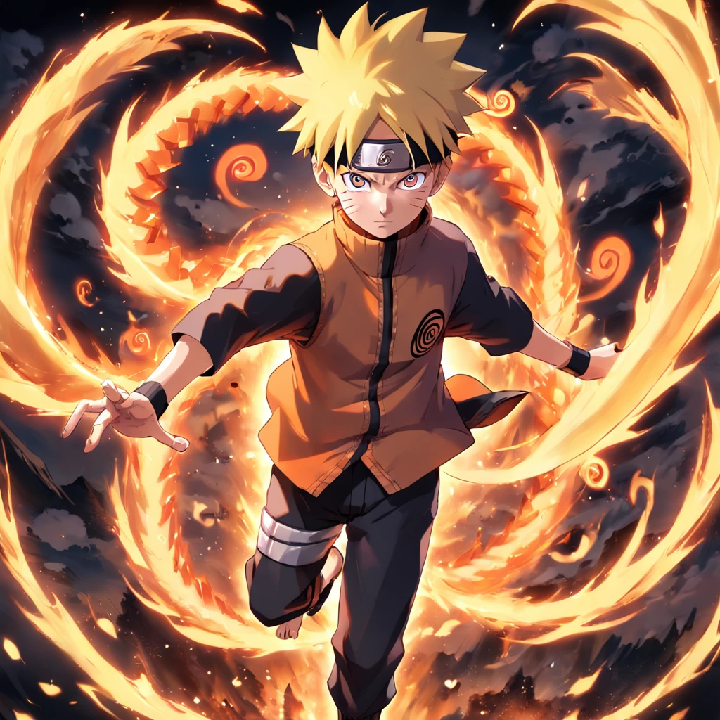 uzumaki naruto,ninjartist,firelight,Nine Tails,High Quality,Spiral pills,High-quality art,Professionally written Naruto Uzumaki,Adults