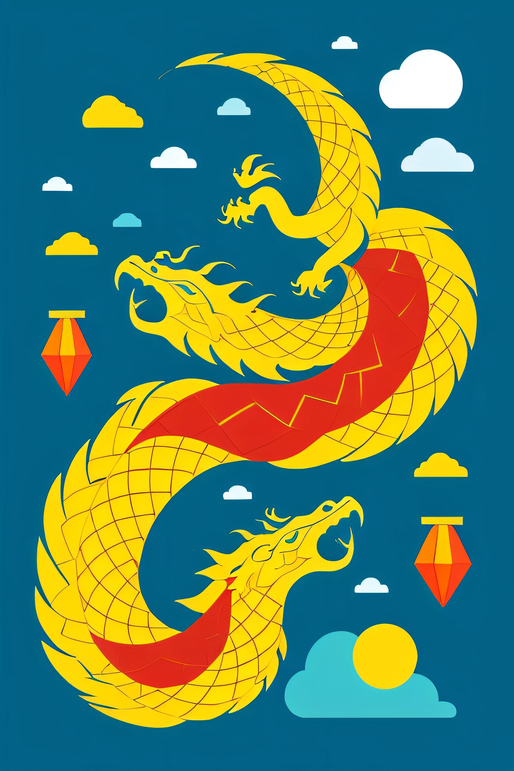 A yellow dragon flies in the sky,The background is a kite, Golden dragon, Chinese Dragon, smooth chinese dragon, Dragon in the sky, dragons flying in the sky, chinese dragons fighting, Hiryu, dragons flying in the sky, Dragon Art, dragons flying in the sky, chinese dragon concept art, yellow dragon head festival, Dragon, giant dragon flying in the sky