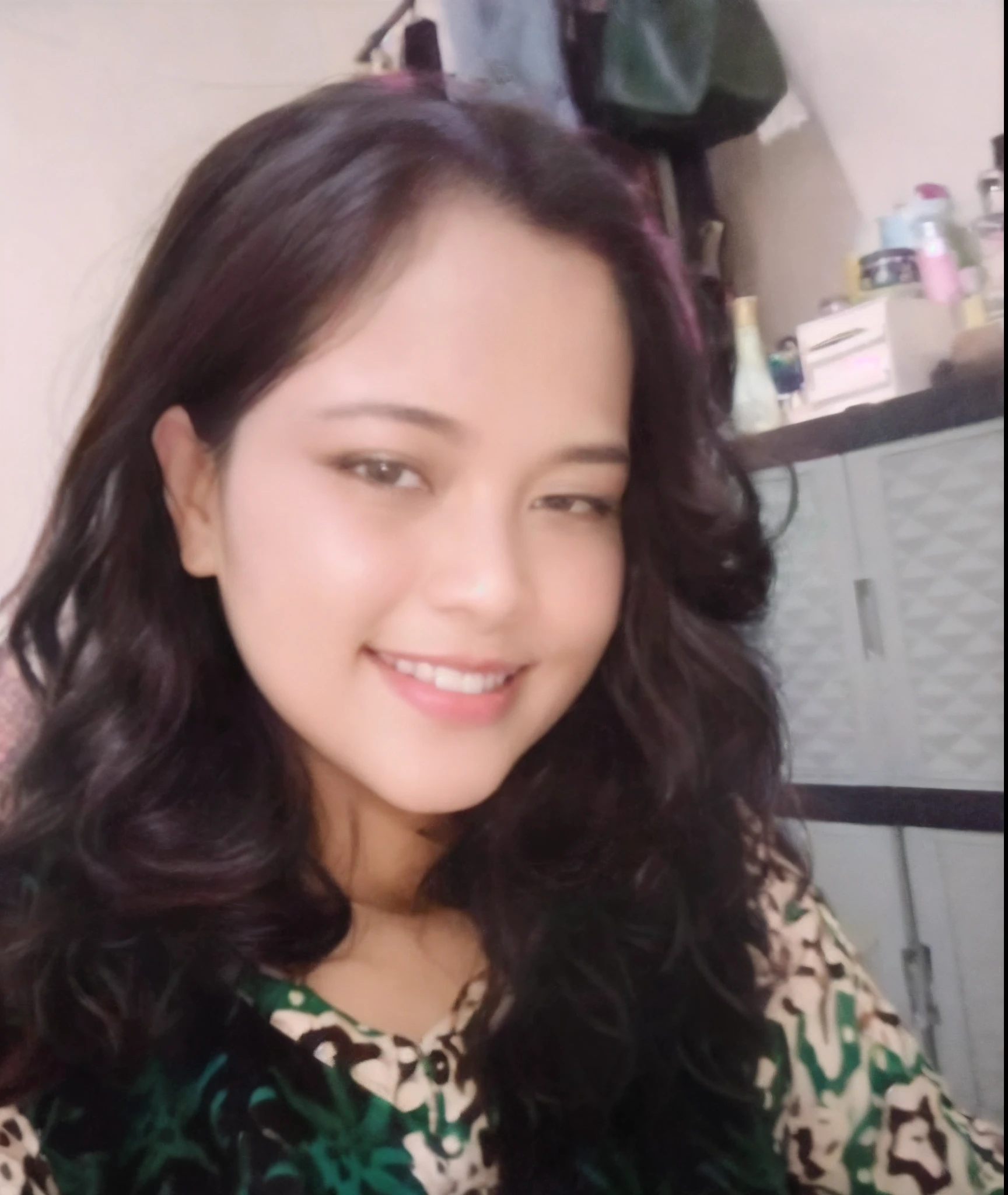 there is a woman that is smiling and posing for a picture, 3 0 years old woman, 30 years old woman, faridah malik, nivanh chanthara, with accurate face, with a beautifull smile, profile image, profile pic, assamese, friedly smile, beuatiful face, 2 7 years old, selfie photo, lovely smile