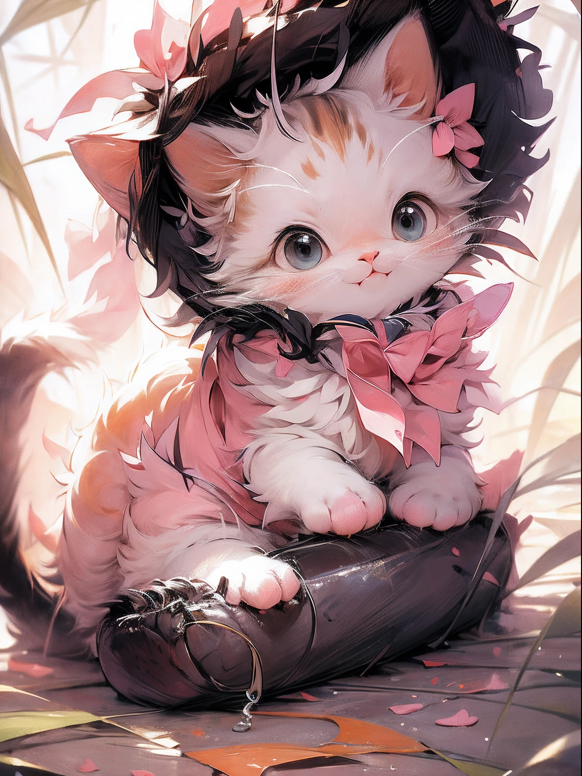 (Masterpiece:1.2, high quality),cat, absurdres, highres, ultra detailed, 1cat, cute [cat:human] wearing pink dress and matching accessories
