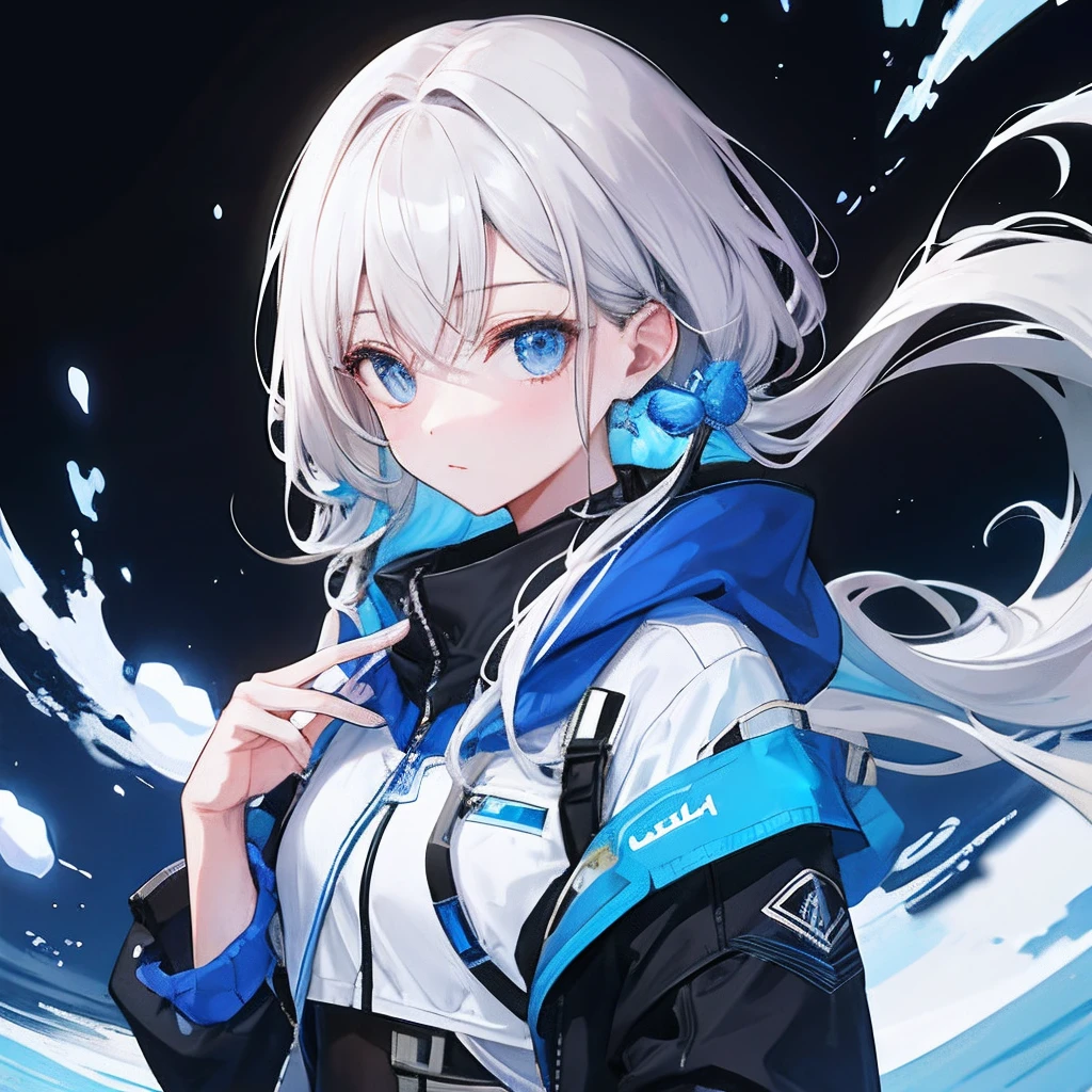 8k，High-quality，Highest quality，masterpiece，anime style，boy，man，Body close-up，sports student，Beautiful face，Handsome，Handsome，cold eyes，light blue eyes，Crystal pupil，Fascinating pupils，Charming eyes，light blue pupils，pink lips，silver hair，Long hair to waist，Charming long hair，Silver hair color，Silver hair，Outerwear，coat，Pocket，Fascinating sweat，Sweating，jeans，muscle，Strong body，abdominal muscles，Skinny，tall，high school student，white socks，sports shoes。