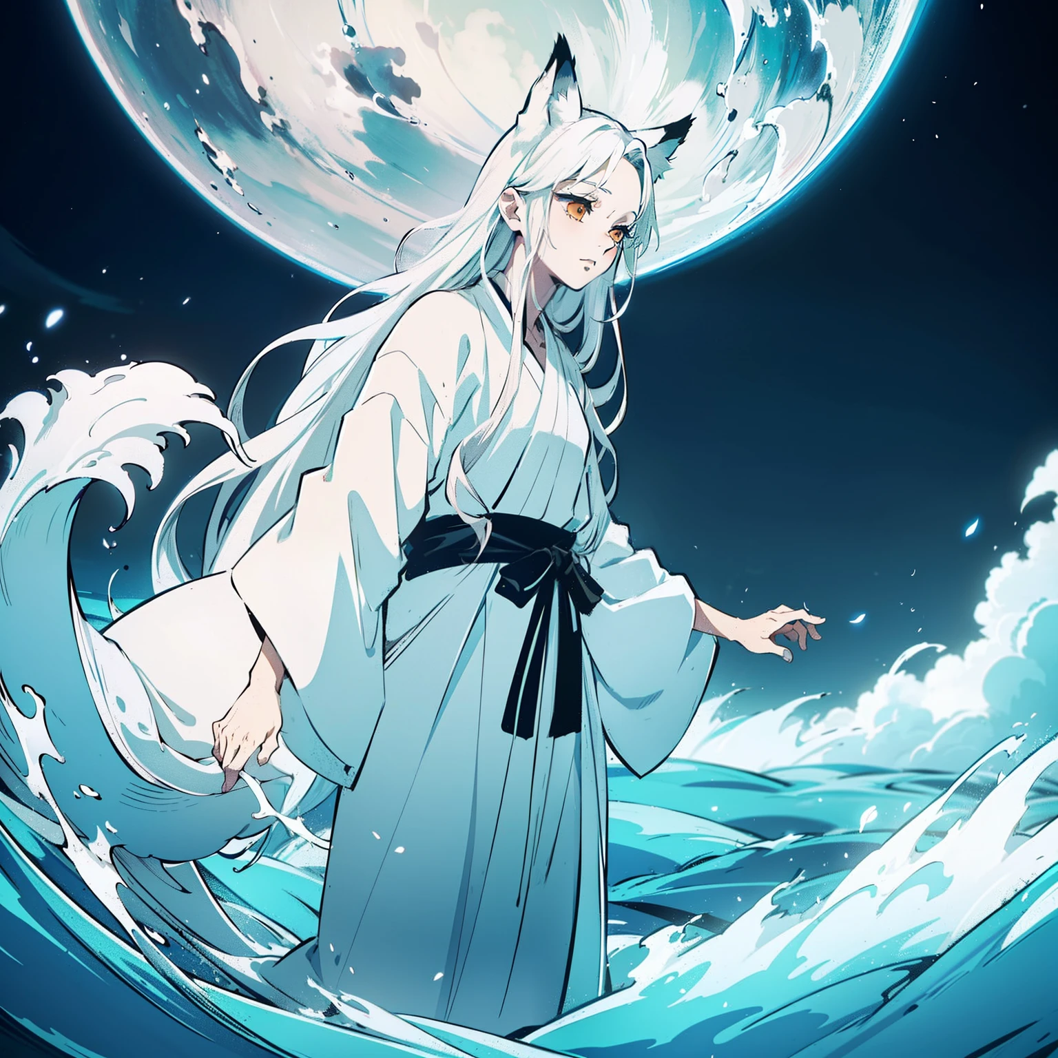 a beautiful and ethereal fox spirit dressed in a flowing white Chinese robe. The image captures the fox spirit standing gracefully on the water's surface, surrounded by white clouds and mist that lend an otherworldly quality to the scene. The fox spirit's long white hair and robes are swept up by the wind, adding movement and fluidity to the image. Use Midjourney's advanced brush tools to create intricate folds and textures in the fox spirit's robes and hair, and experiment with different color palettes and brush strokes to bring out the ethereal quality of the scene. The fox spirit's beauty is further enhanced by the way her image is sometimes obscured by the surrounding mist, giving the scene a sense of mystery and enchantment. With Midjourney's powerful tools, you can bring this captivating and ethereal scene to life with incredible detail and beauty.
hdr, (photorealism, masterpiece quality, best quality), , pureerosface_v1,ulzzang-6500-v1.1,