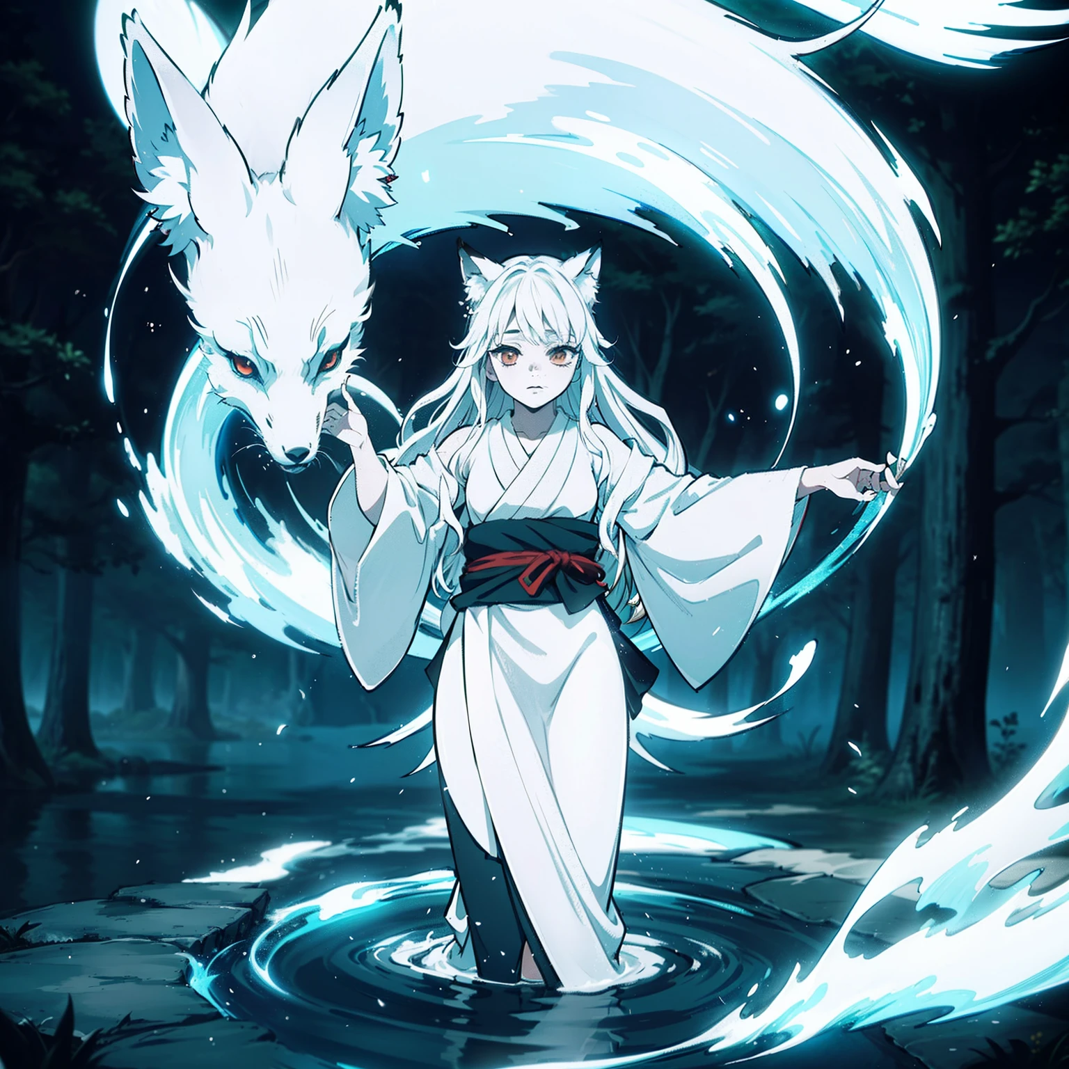 a beautiful and ethereal fox spirit dressed in a flowing white Chinese robe. The image captures the fox spirit standing gracefully on the water's surface, surrounded by white clouds and mist that lend an otherworldly quality to the scene. The fox spirit's long white hair and robes are swept up by the wind, adding movement and fluidity to the image. Use Midjourney's advanced brush tools to create intricate folds and textures in the fox spirit's robes and hair, and experiment with different color palettes and brush strokes to bring out the ethereal quality of the scene. The fox spirit's beauty is further enhanced by the way her image is sometimes obscured by the surrounding mist, giving the scene a sense of mystery and enchantment. With Midjourney's powerful tools, you can bring this captivating and ethereal scene to life with incredible detail and beauty.
hdr, (photorealism, masterpiece quality, best quality), , pureerosface_v1,ulzzang-6500-v1.1,