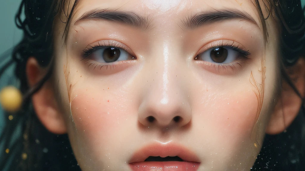 ((top quality, 8k, masterpiece: 1.3)), woman (naked in hot springs), sweating, water droplets on forehead of face, outdoors, background urban cityscape, overhead camera, sharp focus: 1.2, cute woman: 1.4, (((layered haircut)), (white shirt), very detailed face and skin and hair texture, knotted black hair, wet texture hair, wet body, detailed eyes, Double eyelids, white skin, beautiful legs, beautiful delicate nose, cute young Japan woman, 28 years old, with dynamic angles, it is pleasing to the eye and suggestive composition, while emphasizing the subject's hair, eyes, mouth and action, while exuding melancholy emotions characterized by a contrasting mix of calm tones and light and shadow.