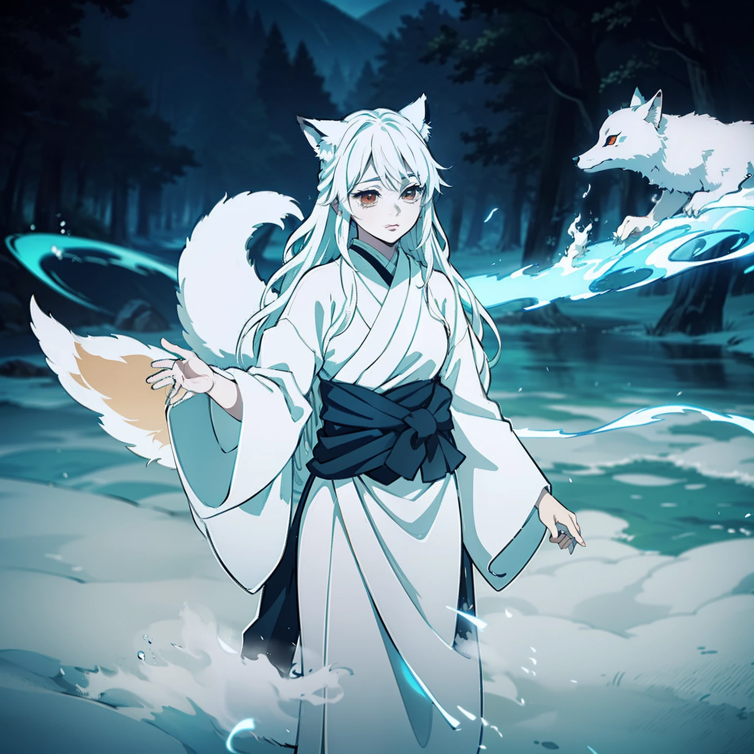 a beautiful and ethereal fox spirit dressed in a flowing white Chinese robe. The image captures the fox spirit standing gracefully on the water's surface, surrounded by white clouds and mist that lend an otherworldly quality to the scene. The fox spirit's long white hair and robes are swept up by the wind, adding movement and fluidity to the image. Use Midjourney's advanced brush tools to create intricate folds and textures in the fox spirit's robes and hair, and experiment with different color palettes and brush strokes to bring out the ethereal quality of the scene. The fox spirit's beauty is further enhanced by the way her image is sometimes obscured by the surrounding mist, giving the scene a sense of mystery and enchantment. With Midjourney's powerful tools, you can bring this captivating and ethereal scene to life with incredible detail and beauty.
hdr, (photorealism, masterpiece quality, best quality), , pureerosface_v1,ulzzang-6500-v1.1,