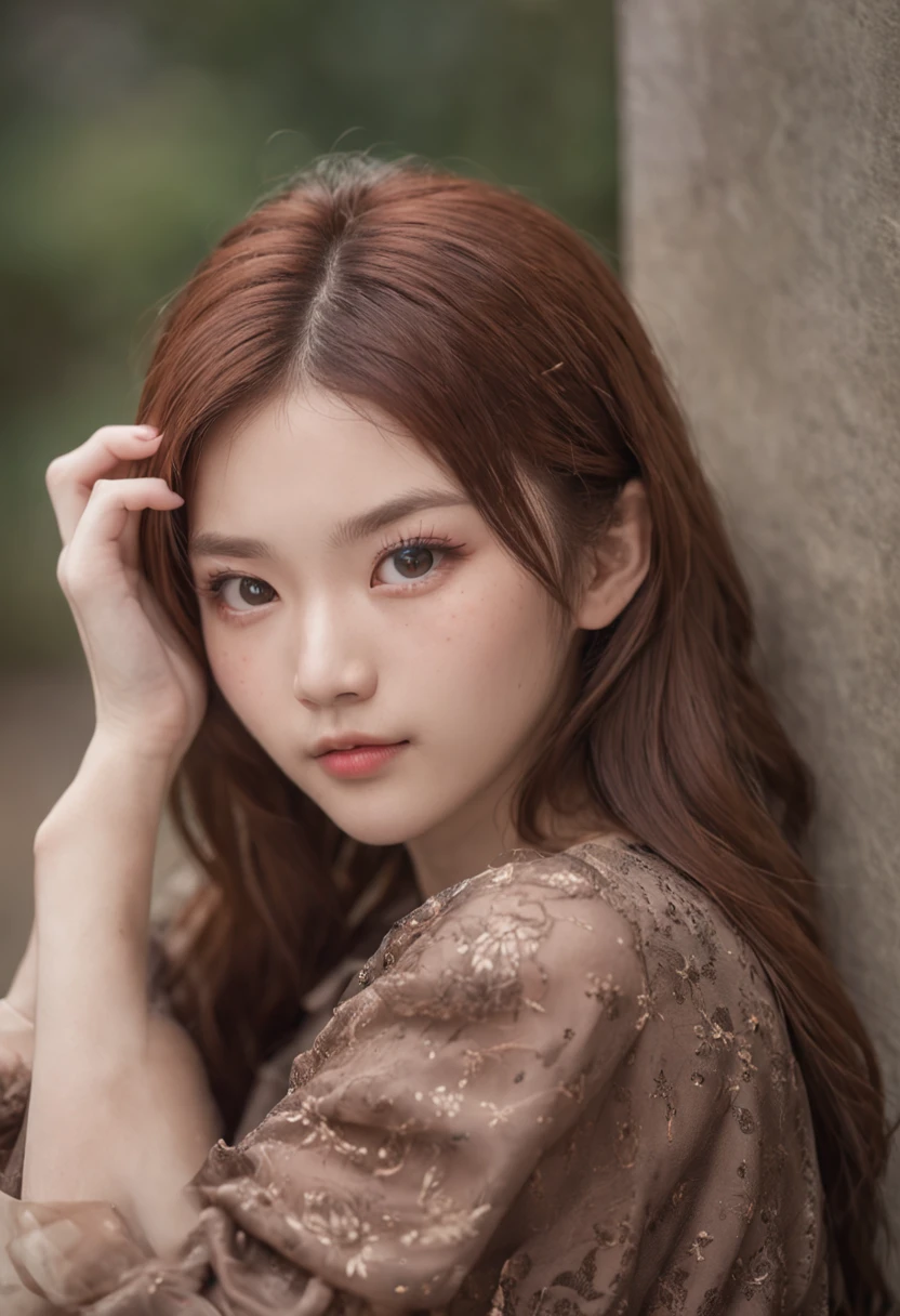drooing eyes、Long hairstyle、Little fat girl、A dark-haired、Embarrassed face、Autumn landscape、Hair illuminated by the sun、hitornfreckles、tiny chest、Round Ass、Camisole、undergarment、full bodyesbian