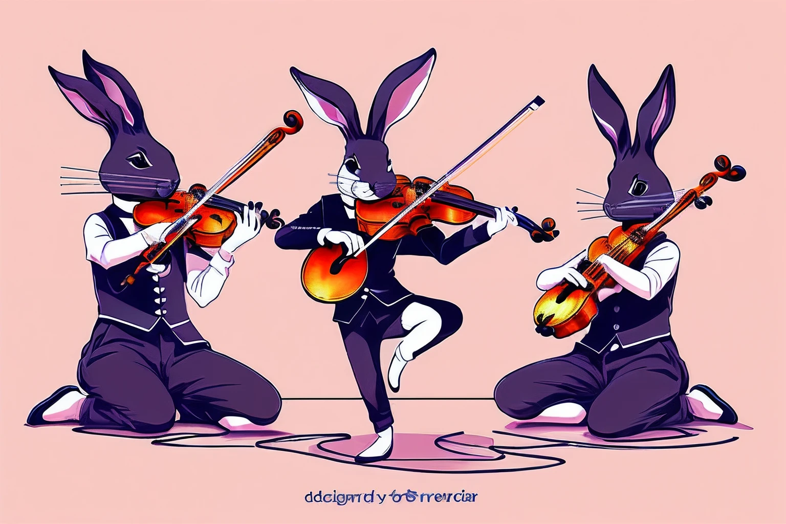 ((performer's clothes rabbit play the violin with dance:1.1), rabbit hands, rabbit legs), vector art, forest concert, warm palette, pastel drawing, sun lighting, intricately detailed texture, sense of dreamy, absurd resolution, (highest quality:1.1), best quality, toon rendering, soft touch, conceptual contrast,
