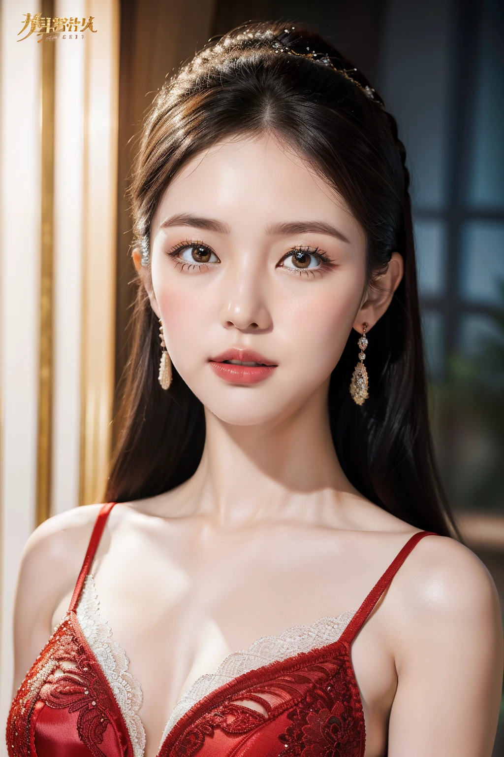 ((8K，high resolution，very detailed face，Intricate details throughout the body，dynamic lighting，Photo shoot，poster))
what&#39;s in the meadow，Attractive woman wears a gorgeous red dress。This dress has a great cut.，It is a slim fit style that reveals an elegant and noble temperament.，Fits perfectly to the silhouette，Emphasizes a woman&#39;s elegant curves.。

The fabric of the red dress is soft and smooth satin，It gives a luxurious feel.。sparkles in the sunlight，It seems to dot the entire steppe.。The top of the dress has V-shaped lace trim..，Feminine collarbones and neckline stand out。This lace decoration is full of delicate patterns.，Adds a romantic atmosphere。

The bottom of the dress has a wide fishtail design.，Make your female appearance more attractive。Made of several layers of fluffy gauze.，Each floor is decorated with delicate embroidery and beadwork..，It feels like it&#39;s emitting starlight。Every time a woman walks，The screen shakes gently.，It&#39;s like dancing in the meadow。

Women&#39;s makeup is delicate and elegant。Her lips are covered in bright red lipstick..，complete and fascinating。The eye makeup is thorough.，The eyeliner is drawn softly and elegantly.，Match thick eyelashes with the outline of your eyebrows..。her eyes shined brightly，Exudes confidence and charm。

The point of the overall look is the accessories.。She is wearing a delicate necklace，The necklace is set with rubies and diamonds..，Twinkle with dazzling light。She wears a ruby bracelet on her wrist，complements the dress。She is wearing ruby earrings in her ears，Adds a bright feel to the overall look.。

the woman stood in the prairie，her beauty is different。The details of her red dress sparkle luxuriously and artistically wherever you go..，Make her the most dazzling being on the prairie。