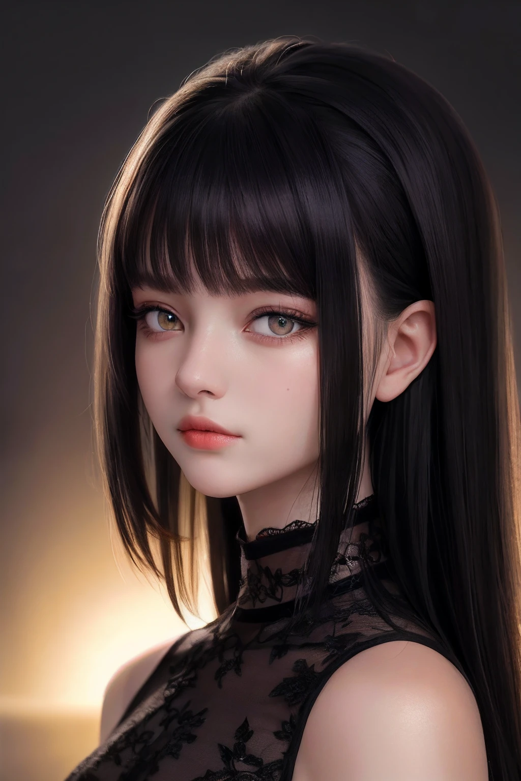 tmasterpiece,Best quality at best,ultra - detailed,8K,Detailed light,detailed shadow,RAW,(Detailed skins),(fidelity:1.2),1 Russian girl,the face,18 years old,black color hair,黑The eye,