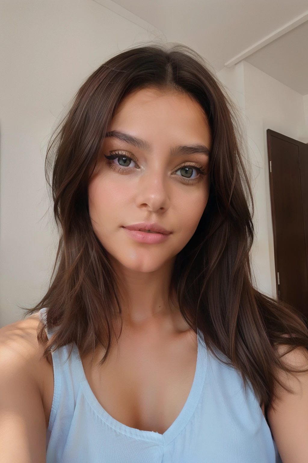 brunette green eyes sexy visage parfait