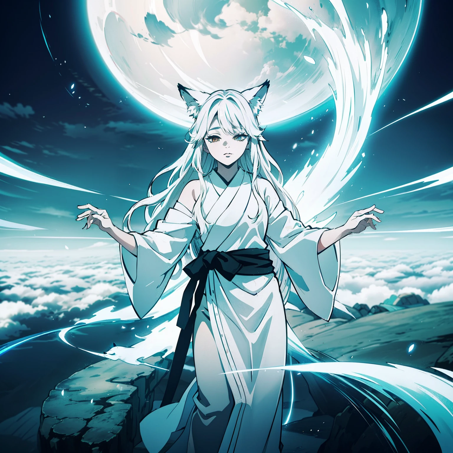 a beautiful and ethereal fox spirit dressed in a flowing white Chinese robe. The image captures the fox spirit standing gracefully on the water's surface, surrounded by white clouds and mist that lend an otherworldly quality to the scene. The fox spirit's long white hair and robes are swept up by the wind, adding movement and fluidity to the image. Use Midjourney's advanced brush tools to create intricate folds and textures in the fox spirit's robes and hair, and experiment with different color palettes and brush strokes to bring out the ethereal quality of the scene. The fox spirit's beauty is further enhanced by the way her image is sometimes obscured by the surrounding mist, giving the scene a sense of mystery and enchantment. With Midjourney's powerful tools, you can bring this captivating and ethereal scene to life with incredible detail and beauty.
hdr, (photorealism, masterpiece quality, best quality), , pureerosface_v1,ulzzang-6500-v1.1,