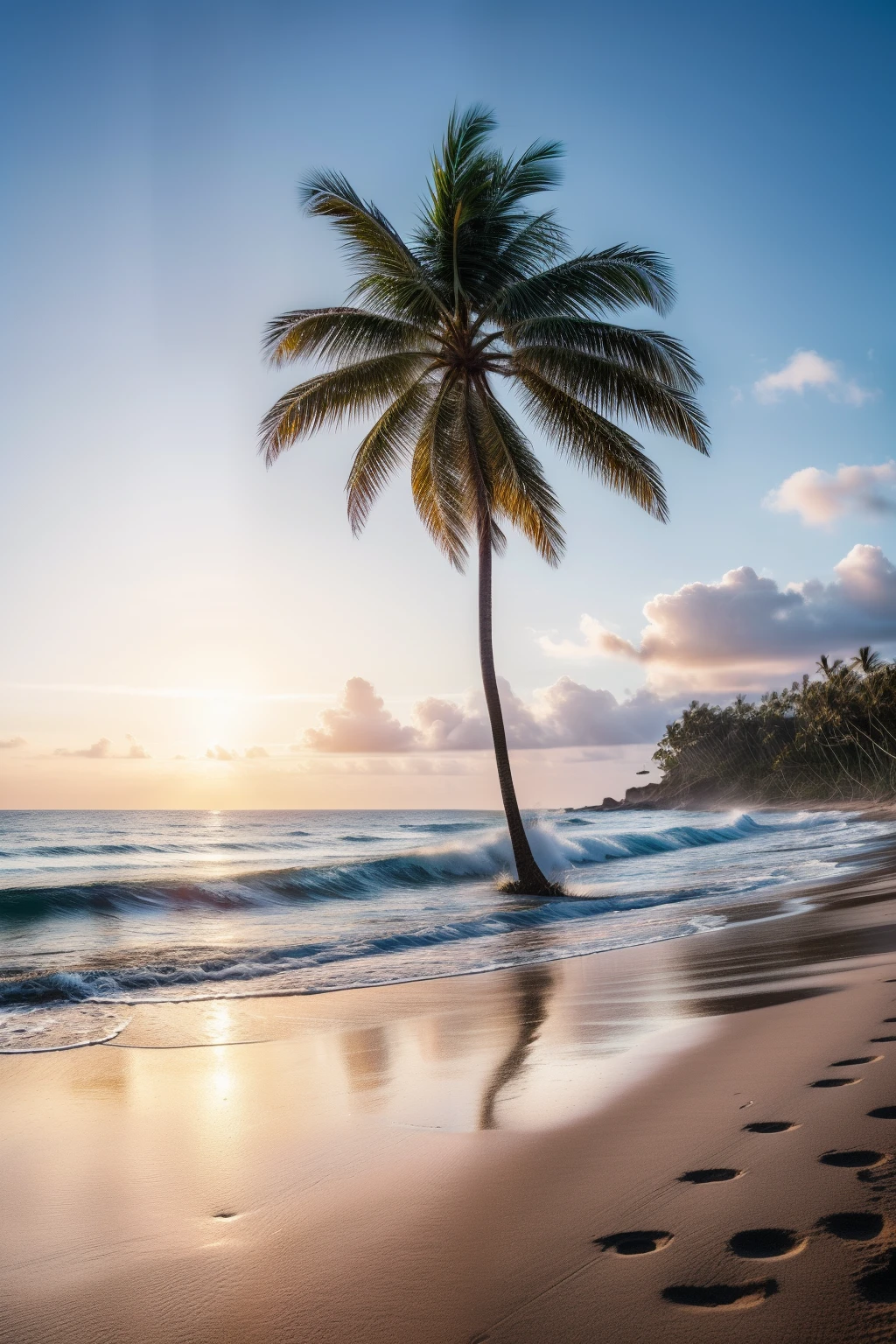 guttonerdvision14, Here's an incredibly realistic depiction of a ((homem de oculos vestindo camiseta regata e bermuda)) passeando ao longo de uma praia tranquila. A costa de areia branca se estende ao lado da calma, mar azure. Towering palm trees sway gently in the breeze, projetando sombras na areia. Several beach chairs are well arranged on the coast, convidando ao relaxamento.

The scene is bathed in the soft, Luz quente do nascer do sol, que reflete lindamente no oceano tranquilo. Como o sol emerge no horizonte, Its golden rays create a mesmerizing dance of light and shadow on the surface of the water.

Birds fly gracefully overhead, Somando-se ao ambiente sereno da praia. Every detail in this artwork is meticulously rendered, from the fine texture of the sand to the intricate patterns of palm fronds. This representation captures the essence of a perfect morning by the sea, inviting the viewer to immerse themselves in the beauty and tranquility of this coastal paradise. The use of Octane rendering and an 8K resolution improves realistic image quality, tornando-o uma obra-prima visual.