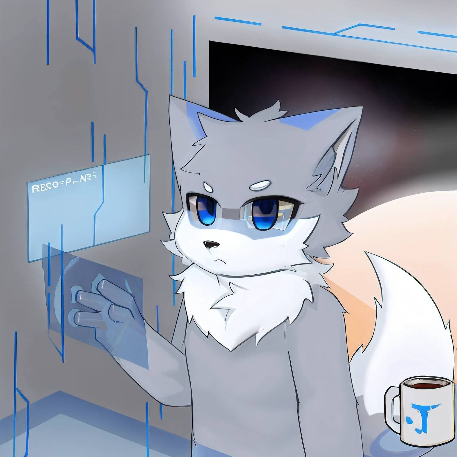 A cat stood in front of the wall, professional furry drawing, fursona art, POV furry art, furry furaffinity, Furry art!!!, Cybercat, commission on furaffinity, digital fox, furaffinity commission, furry digital art, an anthropomorphic cyberpunk fox, fursona furry art commission, fursona commission