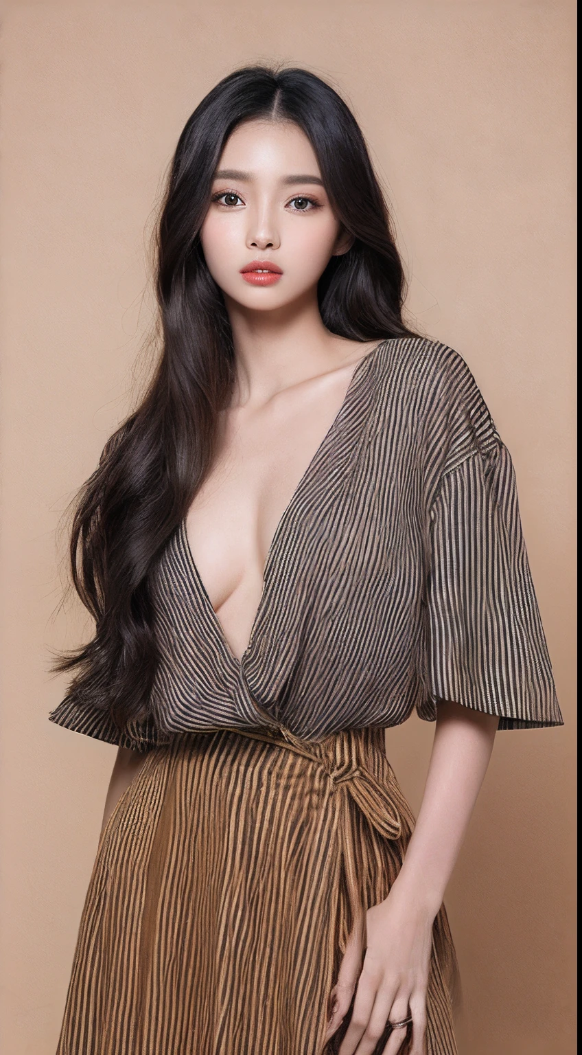 one African model , hair model, Unique hair details, cowboy fashion, Near future , double eyelid, plump lips, professional makeup, full-body photo