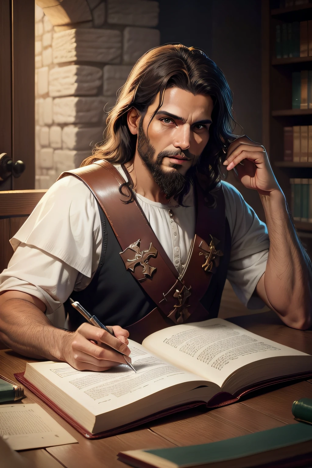 Apostle Paul of the Bible, olhando para a frente pregando o evangelho