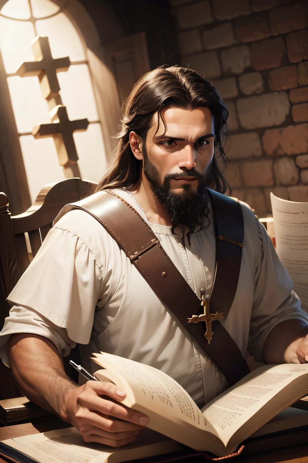 Apostle Paul of the Bible, olhando para a frente pregando o evangelho