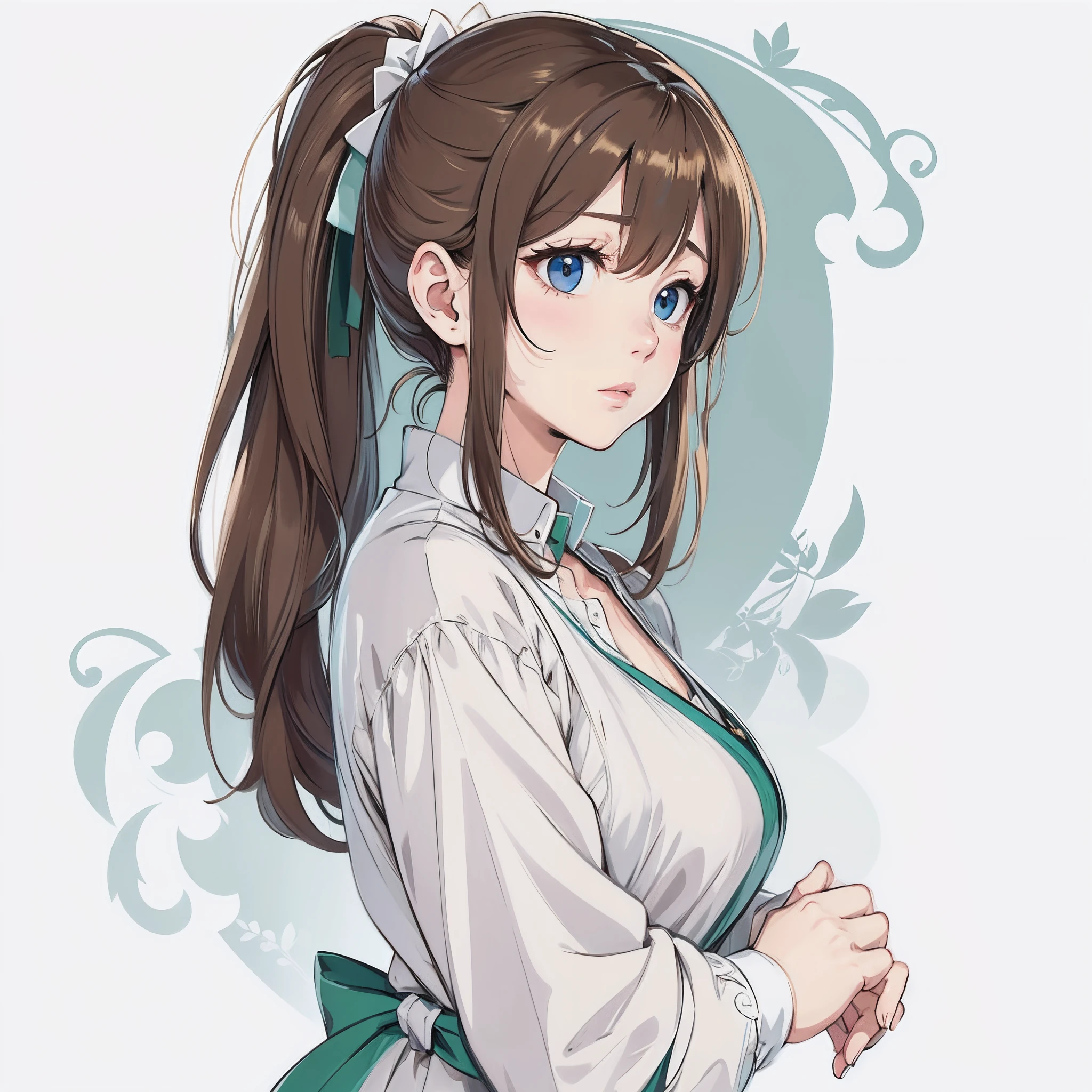 Brown-haired hair、bangss