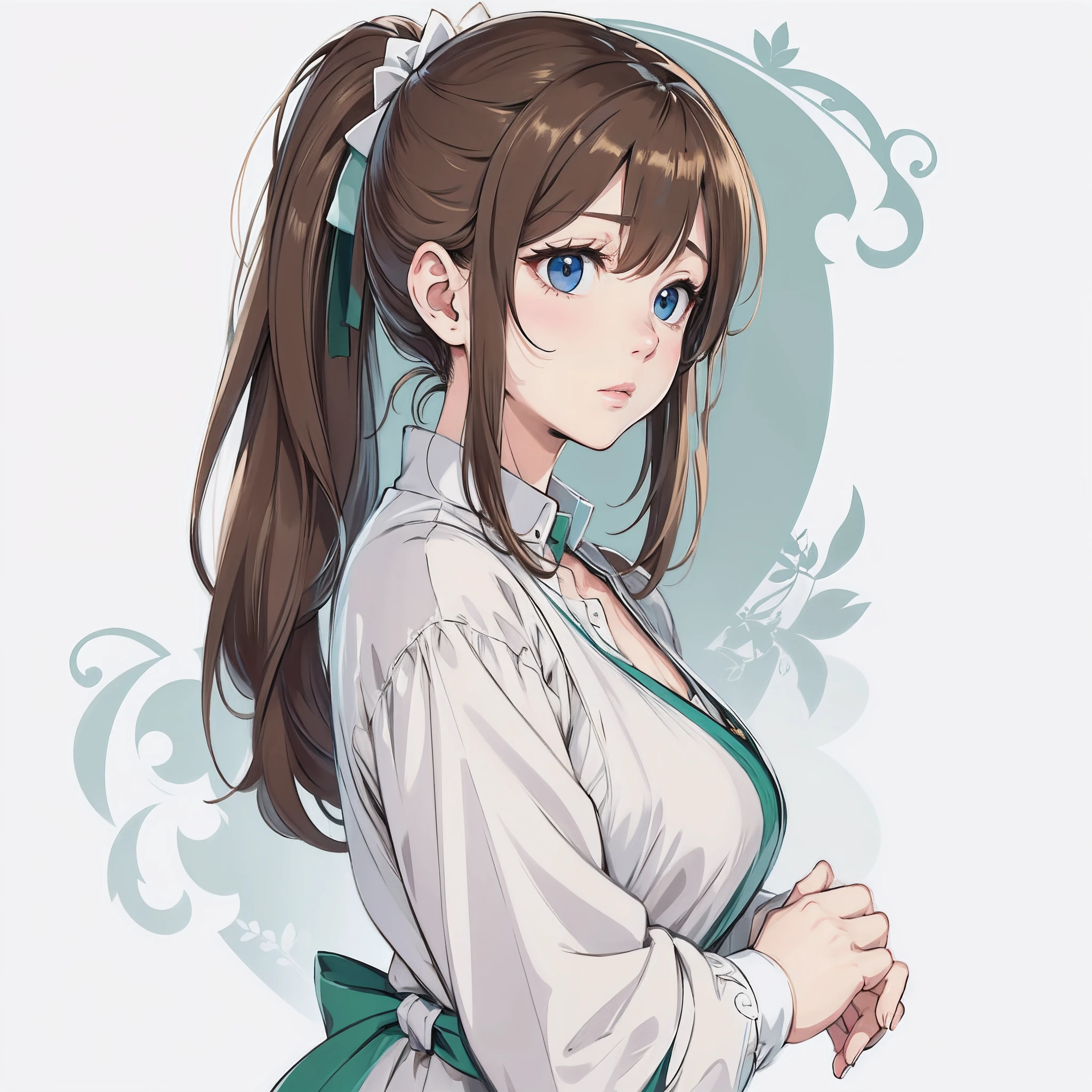 Brown-haired hair、bangss