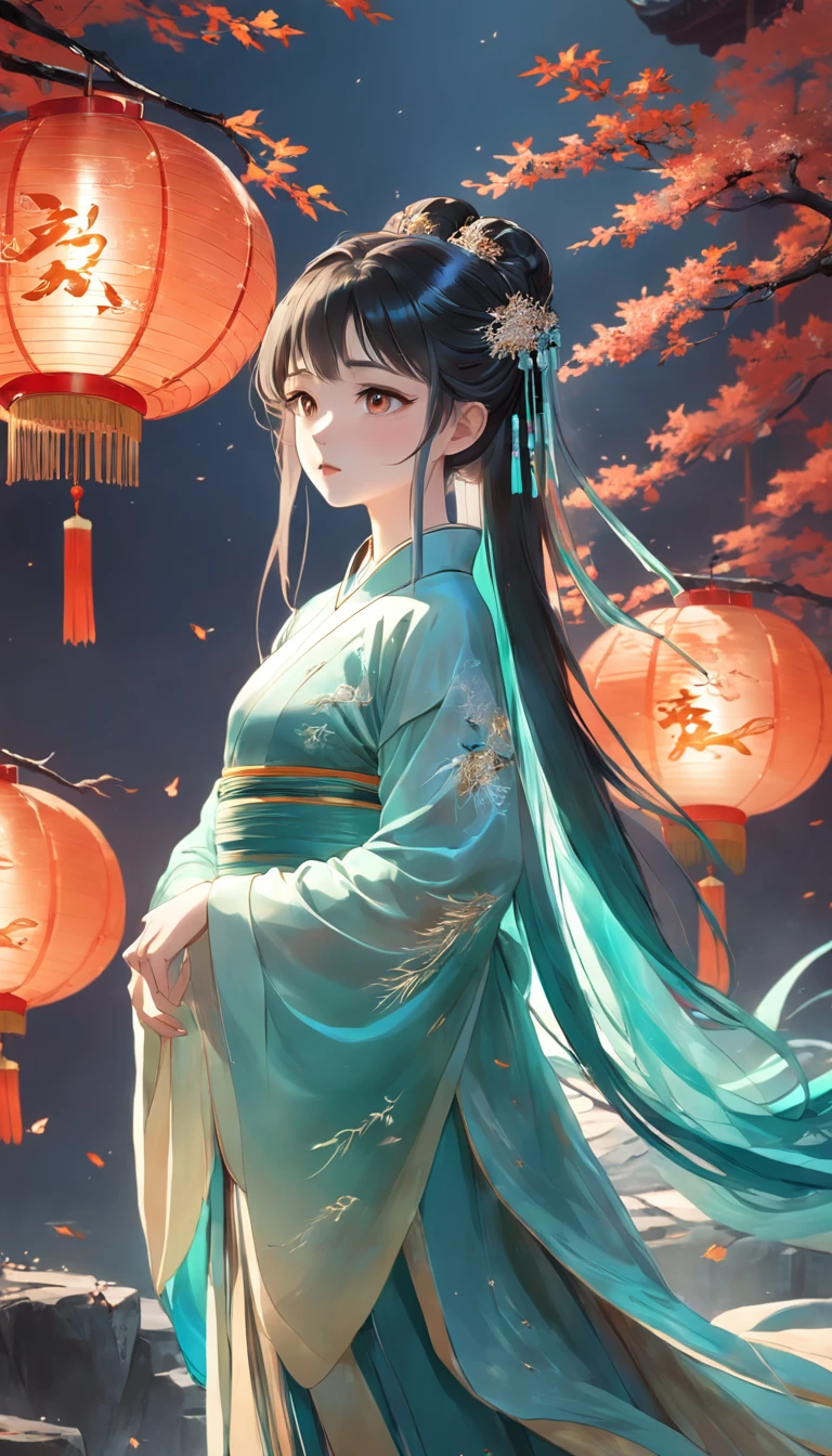 Stunning Chinese Hanfu，Embroidered with crystal translucent branches. The branches shine like diamonds. The phoenix comes to life，Dragging a 2-meter skirt. It's beautiful, Noble, Turquoise, magic, Octane rendering, Surreal, Light background