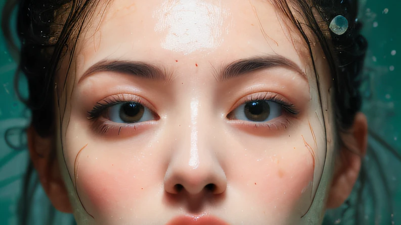 ((top Quority,8k,tmasterpiece:1.3)),woman(hot onsen),perspired,Water droplets on the forehead of the face,exteriors,background urban cityscape,Overhead,Sharp focus:1.2,cute women:1.4,((Layered Hair Style)),(Orange shirt),Very detailed face and skin and hair texture,Knotted brunette hair,Wet textured hair,Moist body,Detailed eyes, 二重まぶた,White skin of the,Beautiful legs, beautiful delicate nose,cute young woman,18yr old,dynamic angle,Deleite para la vista,Compositional suggestiveness,while emphasizing the subject's hair,The eye,Mouth and movements,At the same time, it exudes an anticipatory mood characterized by calming tones and a mixture of contrasts of light and shadow。