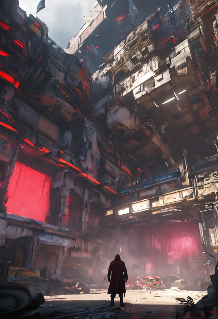 Center composition，concept-art，Main picture: male front half，There is a red light background。modern day，8k，hale and hearty
