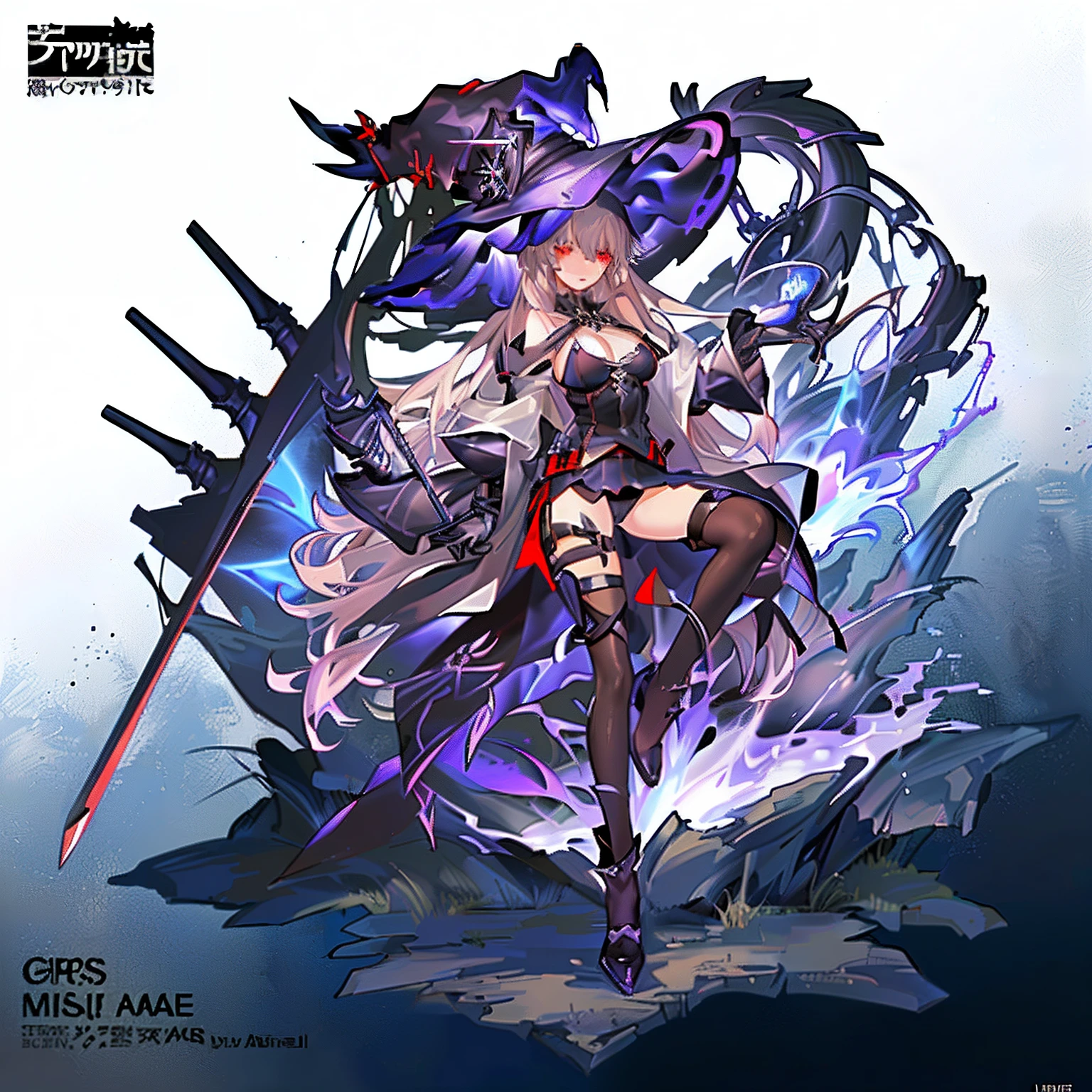 Anime girl with a sword and chain around her neck, From the night of the ark, mechanized witch girl, from girls frontline, ( ( concept art of character ) ), official character art, dark witch character, marisa kirisame, gapmoe yandere grimdark, offcial art, yandere intricate, Main character, arknight, portrait n - 9, Guviz