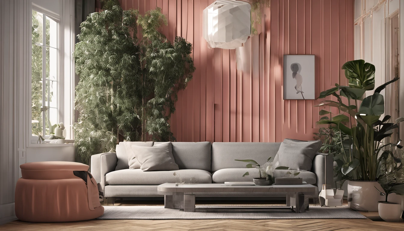 You are a famous interior designer，and was commissioned to create a 3D image of a modern large study. Create a harmonious environment with modern and minimalist furniture. Some houseplants are included，Make it look fresher.