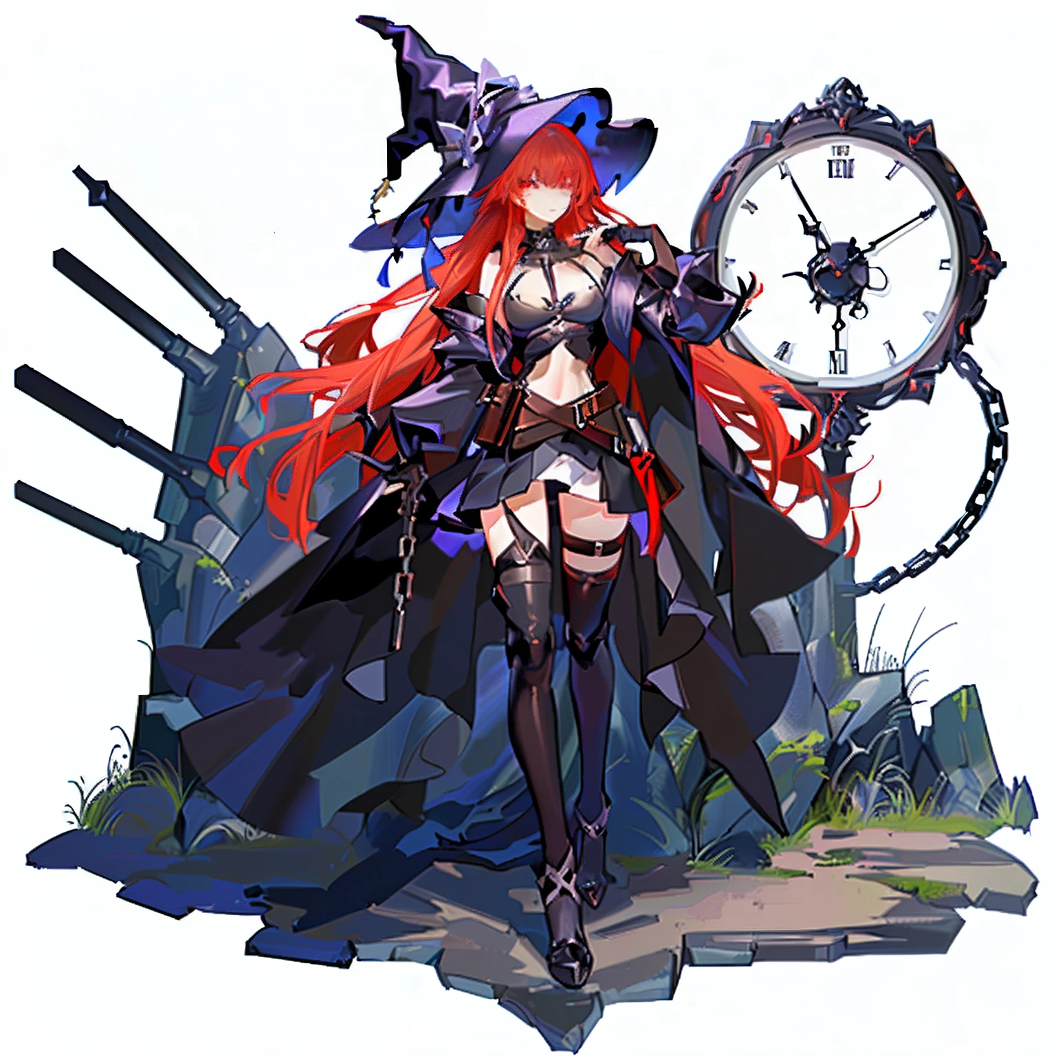 Anime girl with a sword and chain around her neck, From the night of the ark, mechanized witch girl, from girls frontline, ( ( concept art of character ) ), official character art, dark witch character, marisa kirisame, gapmoe yandere grimdark, offcial art, yandere intricate, Main character, arknight, portrait n - 9, Guviz