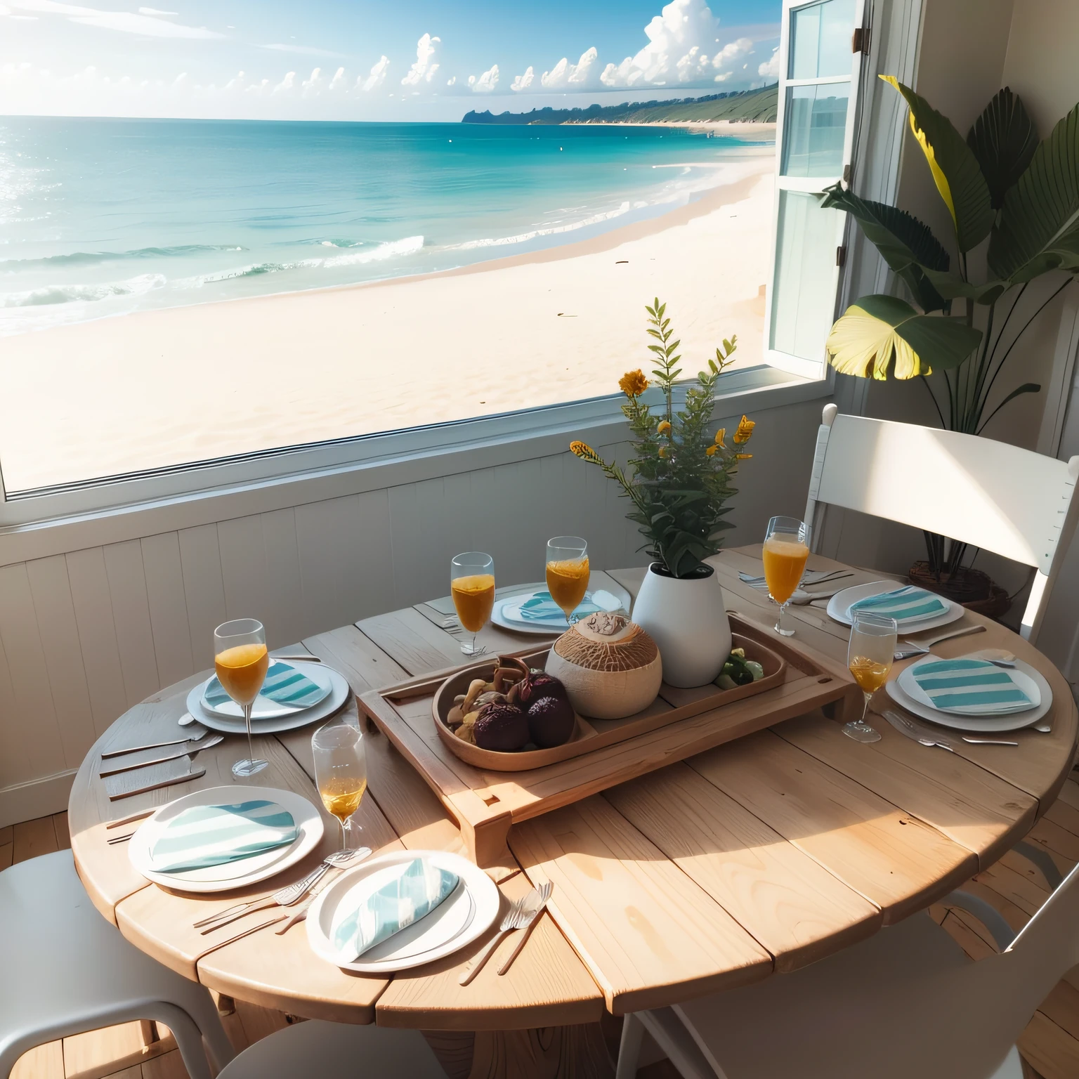beach-themed dining room with Establishing the Base