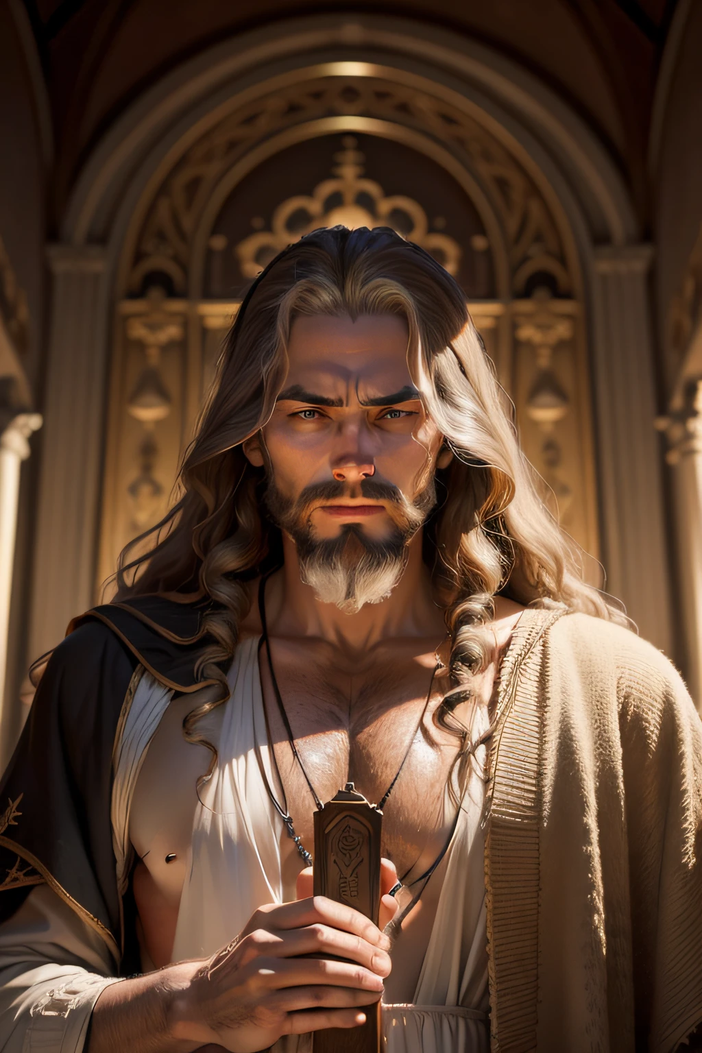 John the Baptist's face looked forward
Revelation 1:14