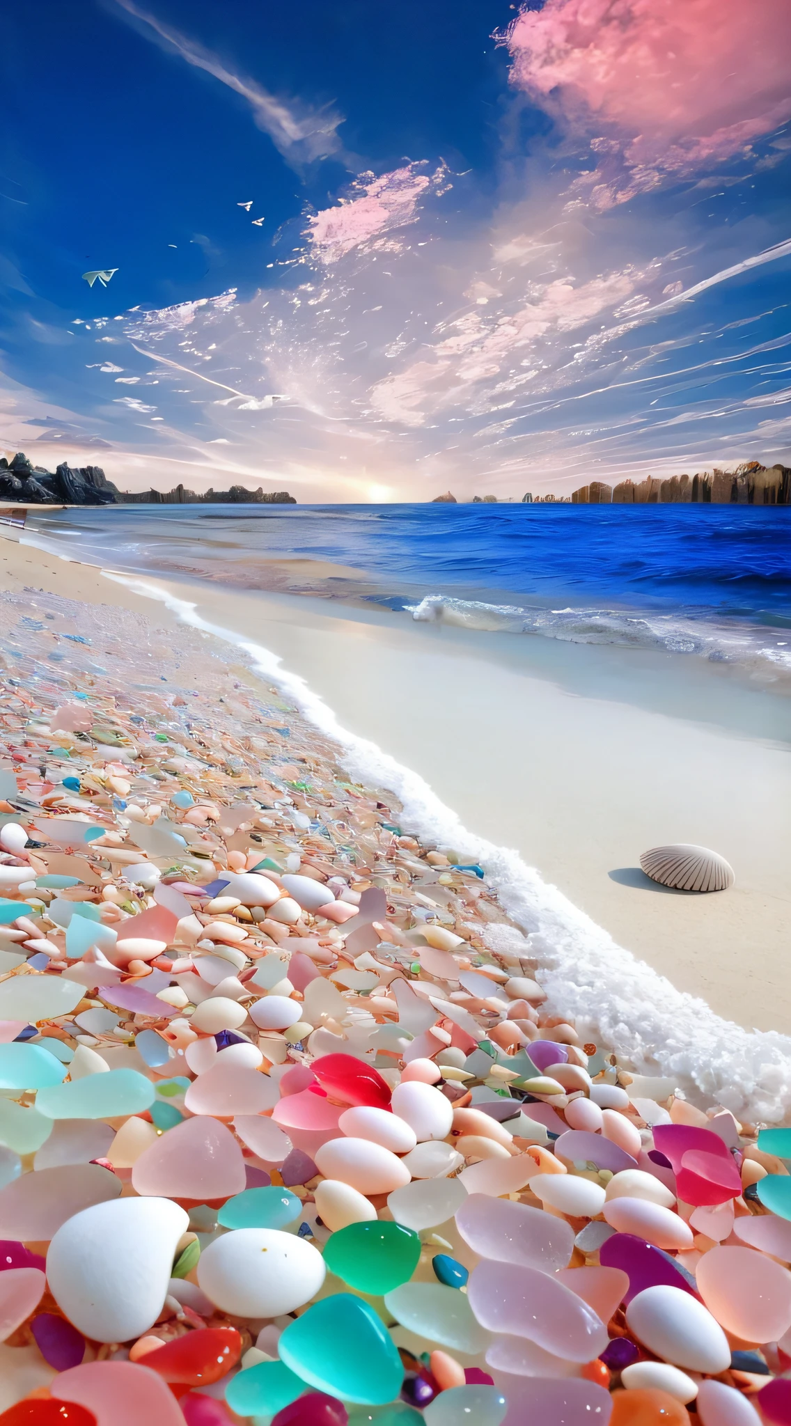 Alla fly-colored shells are scattered on beaches by the sea, Magical beach, Beautiful beach, breath-taking beautiful beach, serene colors, Beautiful wallpaper, Sea glass, beautiful iphone wallpaper, breathtaking colors, Beautiful nature, Seafront, Crystal clear sea, Extraordinary colorful landscape, amazing wallpapers, beautiful image ever created, landscape of a beach, earth and pastel colors