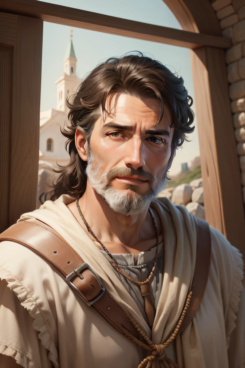 face of the apostle Peter looking forward