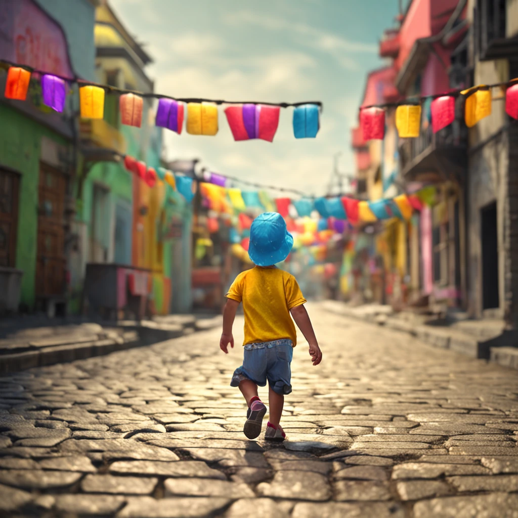 夏天,Cobblestone paths,kite,The back of a running,Hot summer