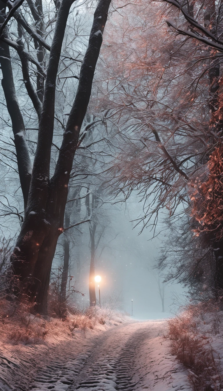 Winters,Secluded path,Snowy,the woods,Family of three,