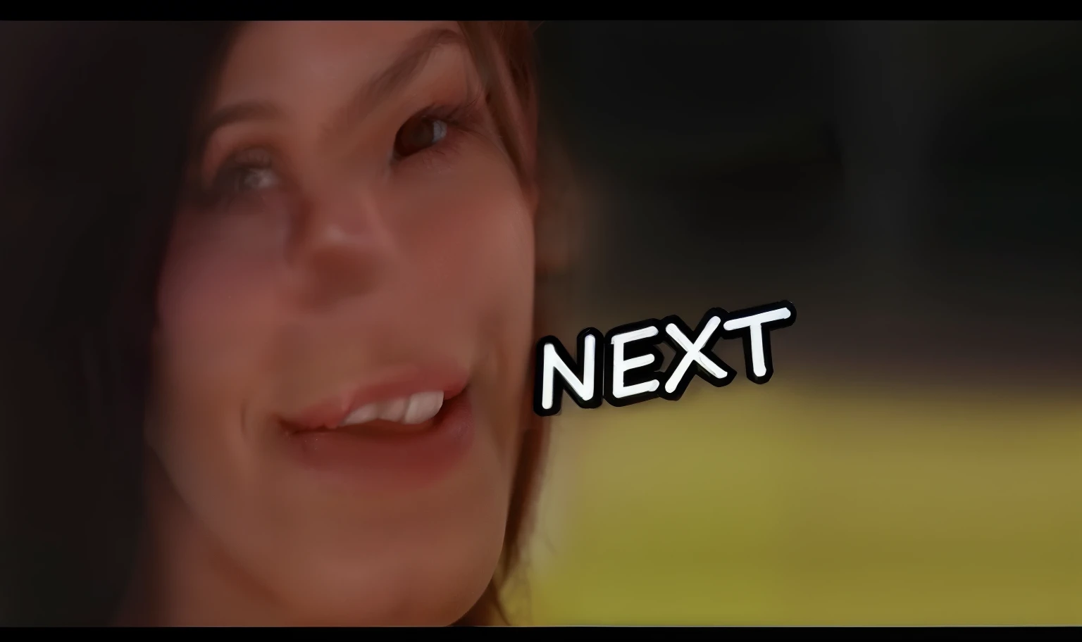 um close up de uma mulher com um sorriso no rosto, menina ao lado olhar inocente, she is smiling and excited, She is grinning, next gen, excitante, state-of-the-art graphics, sorrindo direito, 9 0 s CGI, Imagens vazadas, sorrindo e olhando diretamente, Next-generation rendering, next gen game
