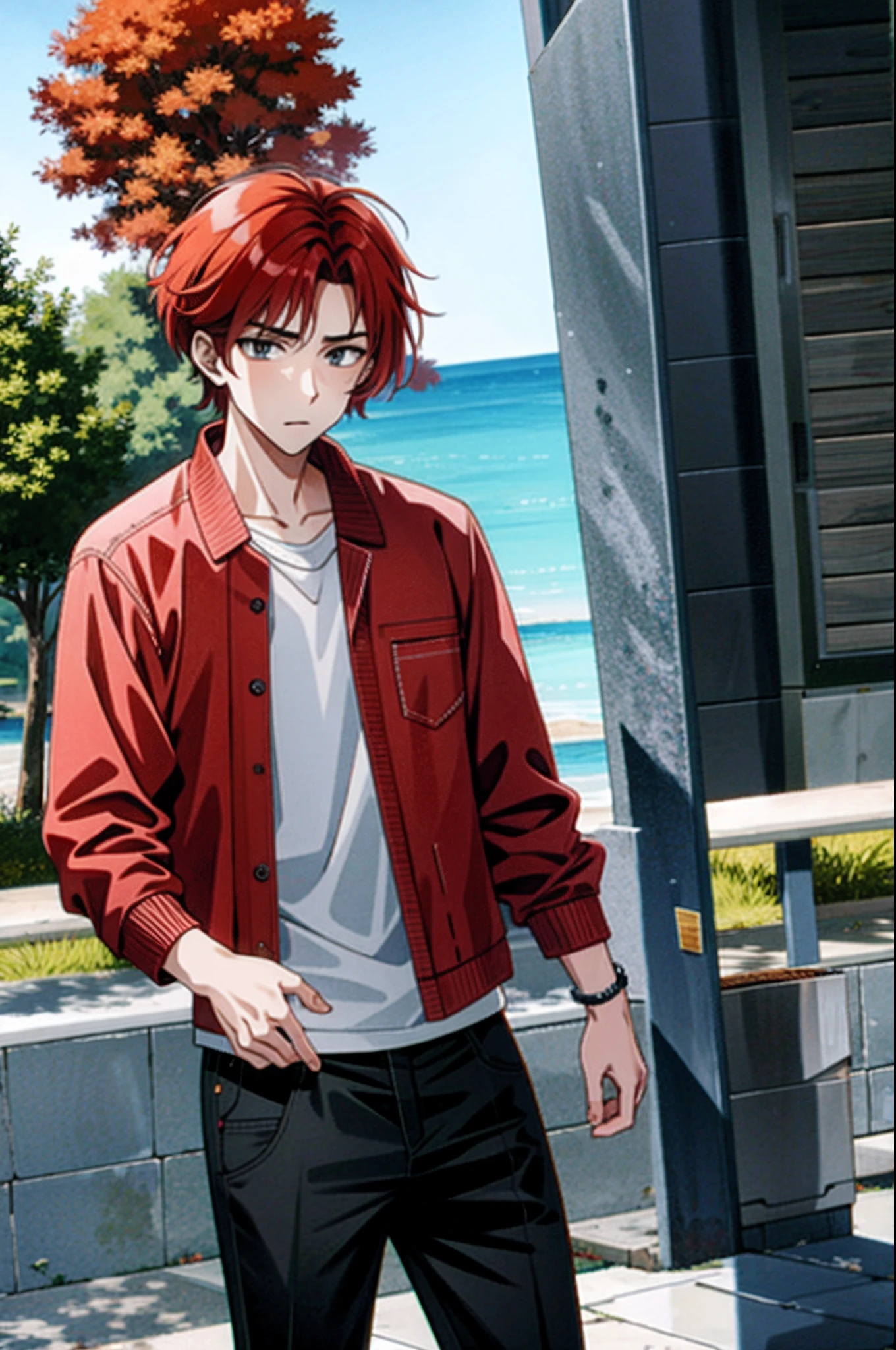 Young intimidated guy with red hair.