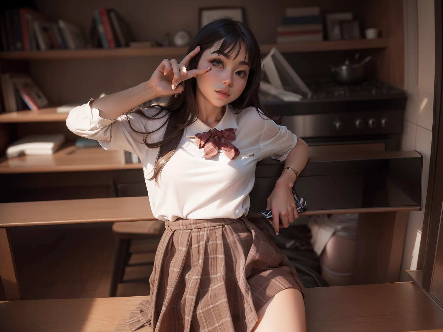 No skirt,I didn't wear underwear,Sultry pose