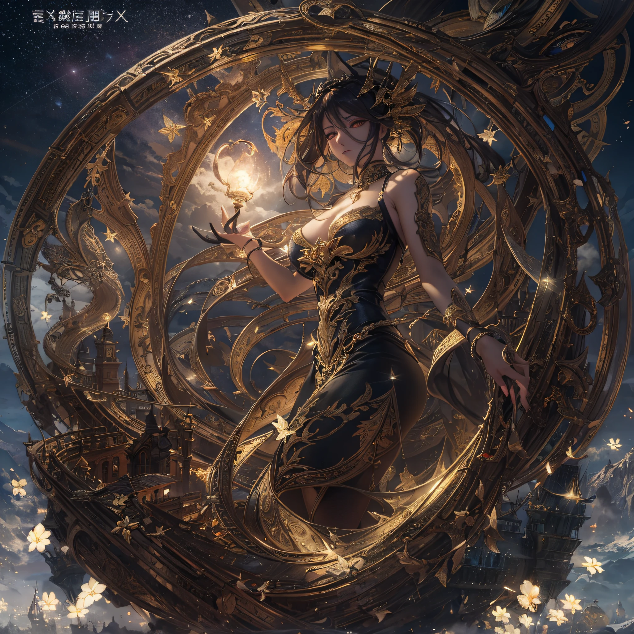 appearance々Colored light,spot light,In the dark,From the ground to the sky,Emits a large amount of light,Fantasy landscape,Million Dollar Night View,Masterpiece,high-detail,perfect-composition,face perfect,perfect bodies,the golden ratio,8K